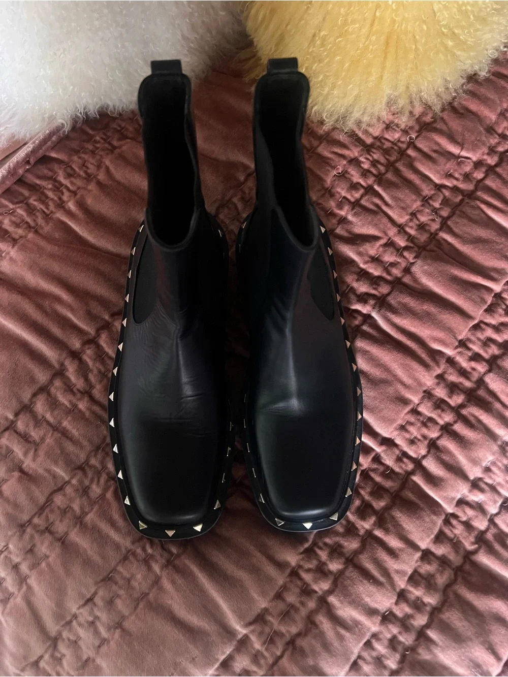 Valentino Garavani Black Leather women’s rockstud Chelsea Boots size 40 Ono nero